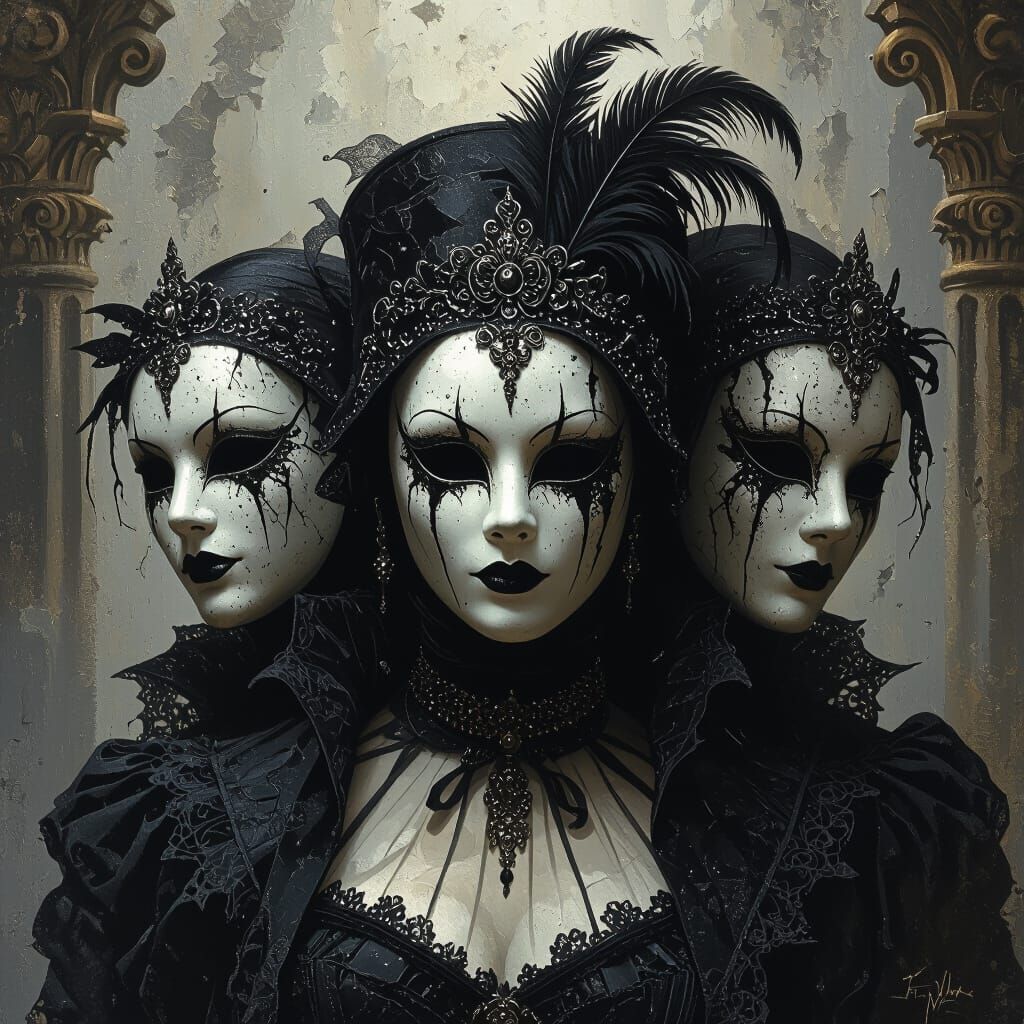 Grotesque Masquerade Ball in Gothic Horror Style
