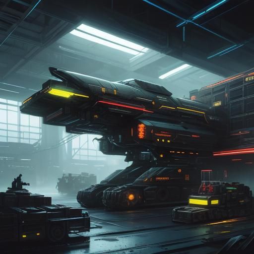 Warehouse Scanner Examining Crate in Splash Art Style