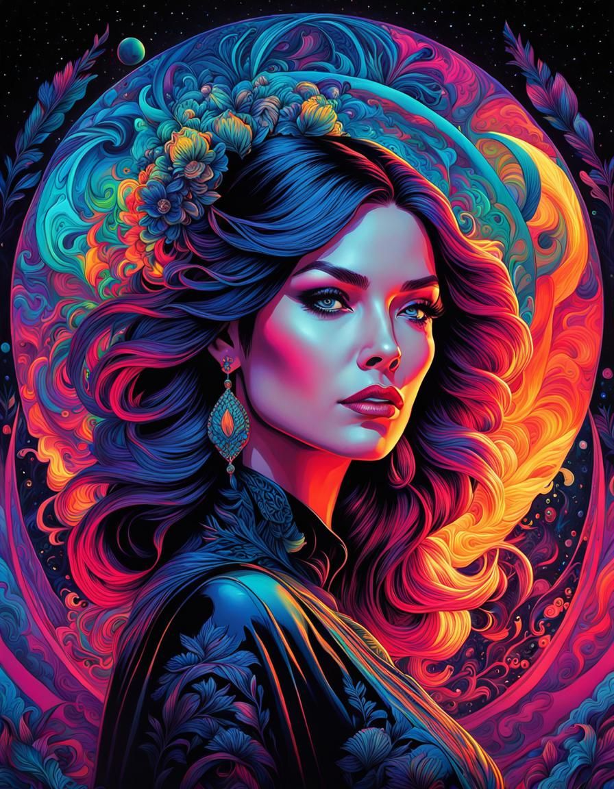 Psychedelic Portrait of a Bewitching Woman