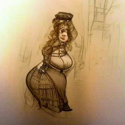 Victorian Era Sketch of a Curvy Woman