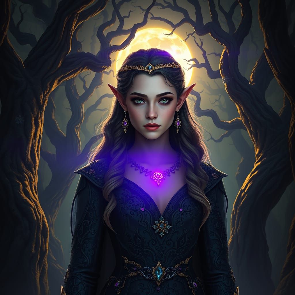 Dark Fantasy Elven Mage in Mystical Forest, Inspired by Art ...