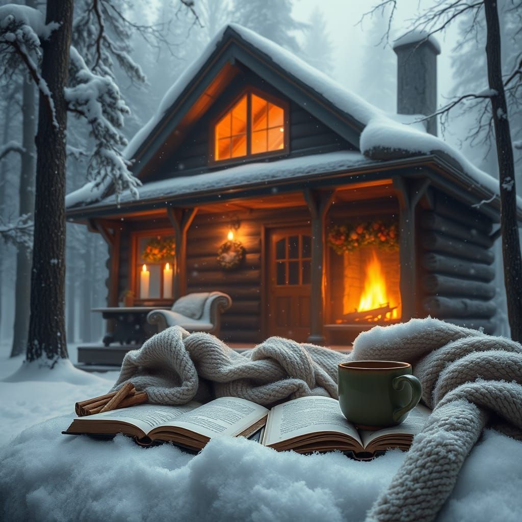 Refúgio aconchegante e congelante na floresta  ❄️✨