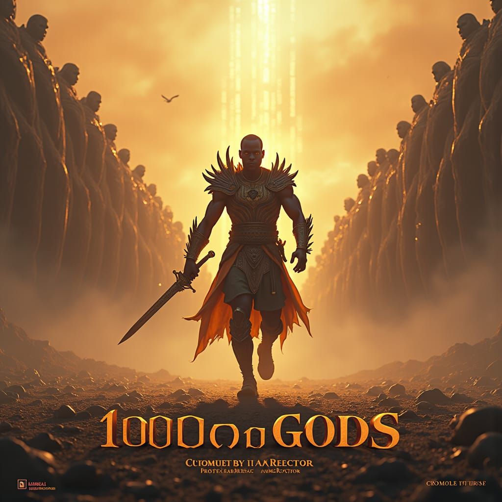 Epic African Warrior Battles Gods: Digital Matte Painting