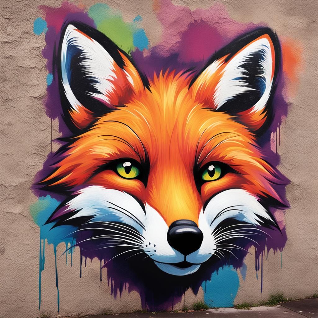 Urban Fox Graffiti Art: Rebellious Expression