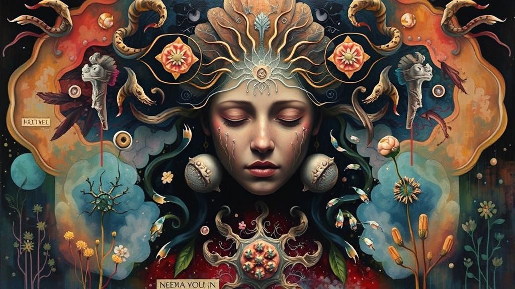 Abstract Woman in Pain Mixed Media Artwork