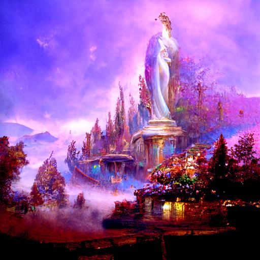 Ethereal Goddess Hera in Misty Landscape