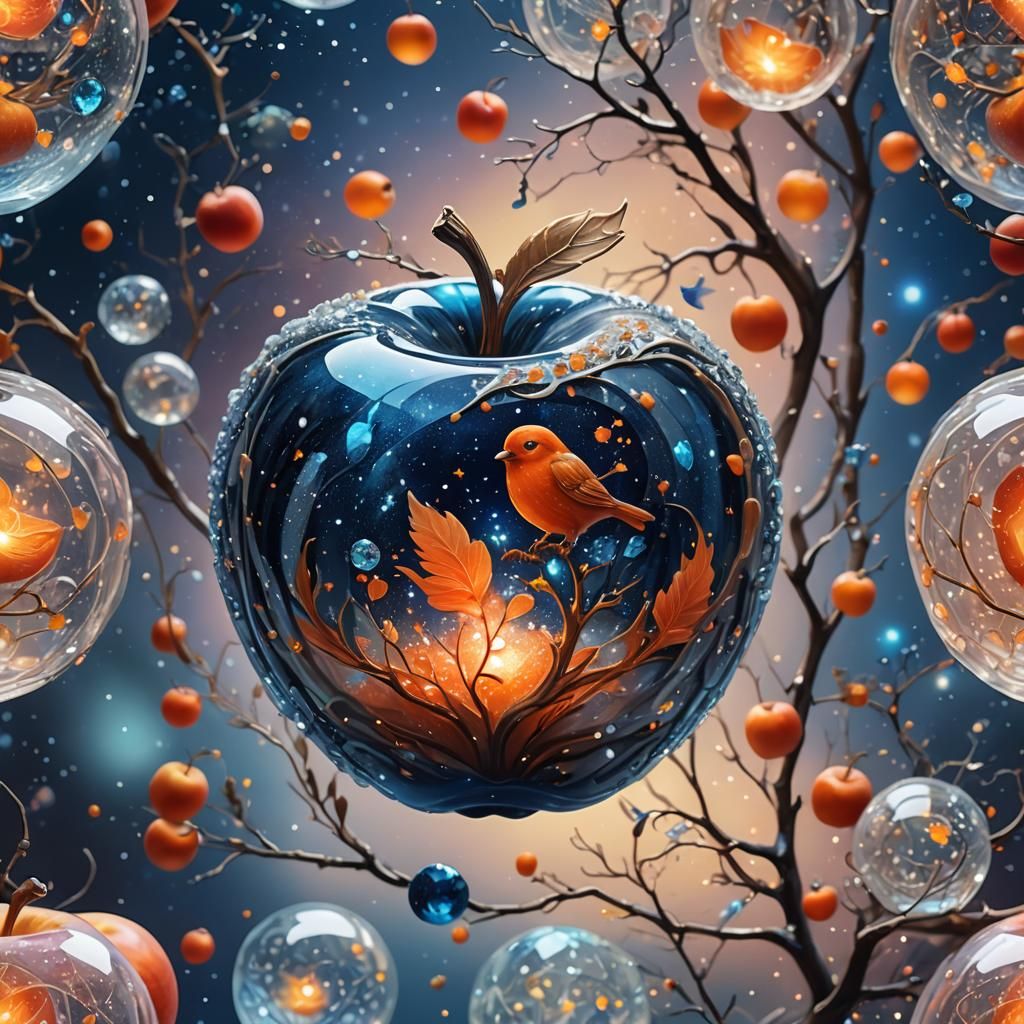 Galactic Crystal Apple: Fantastical Concept Art