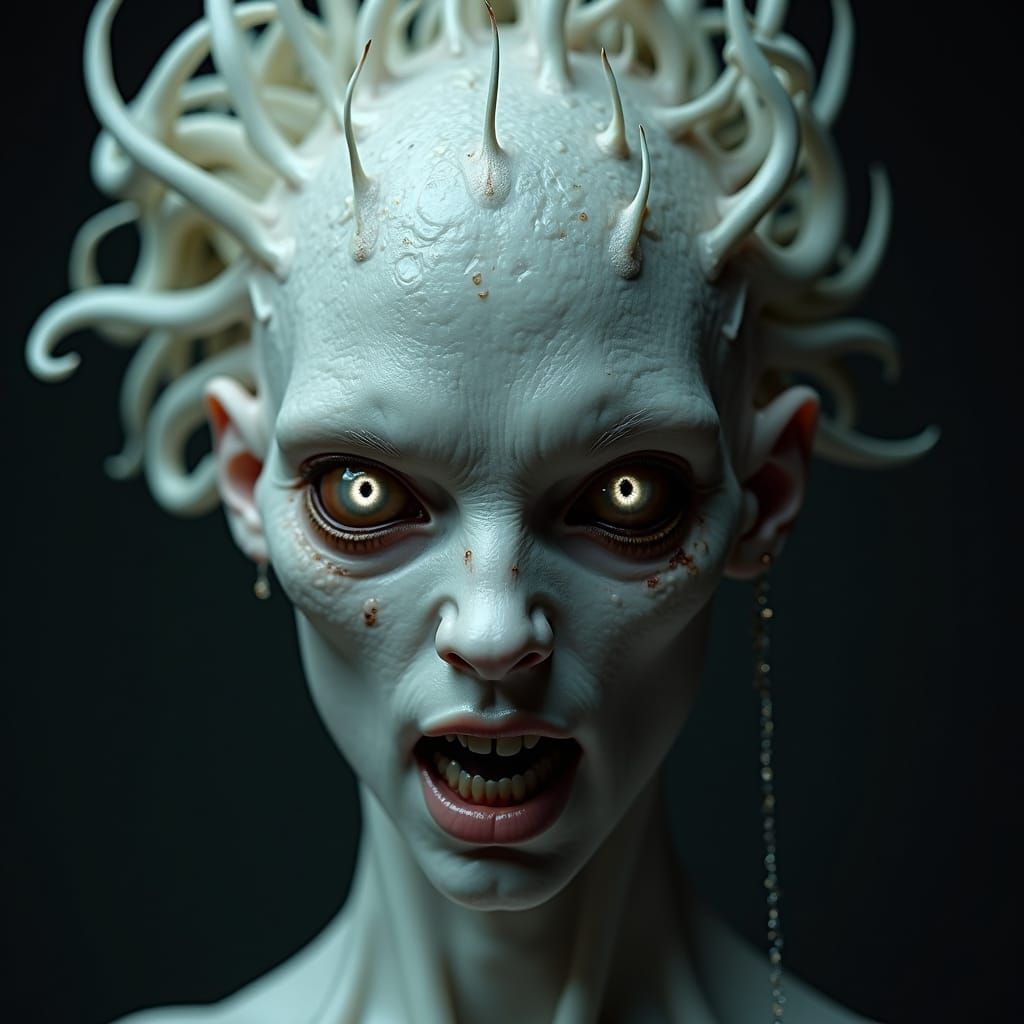 Hyper-Realistic Albino Underworld Creature Close-Up