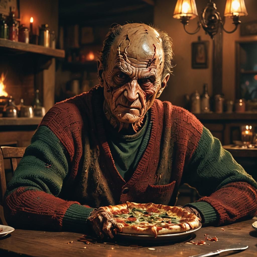 Freddy Krueger's Pizza Nightmare: Dark Fantasy Portrait