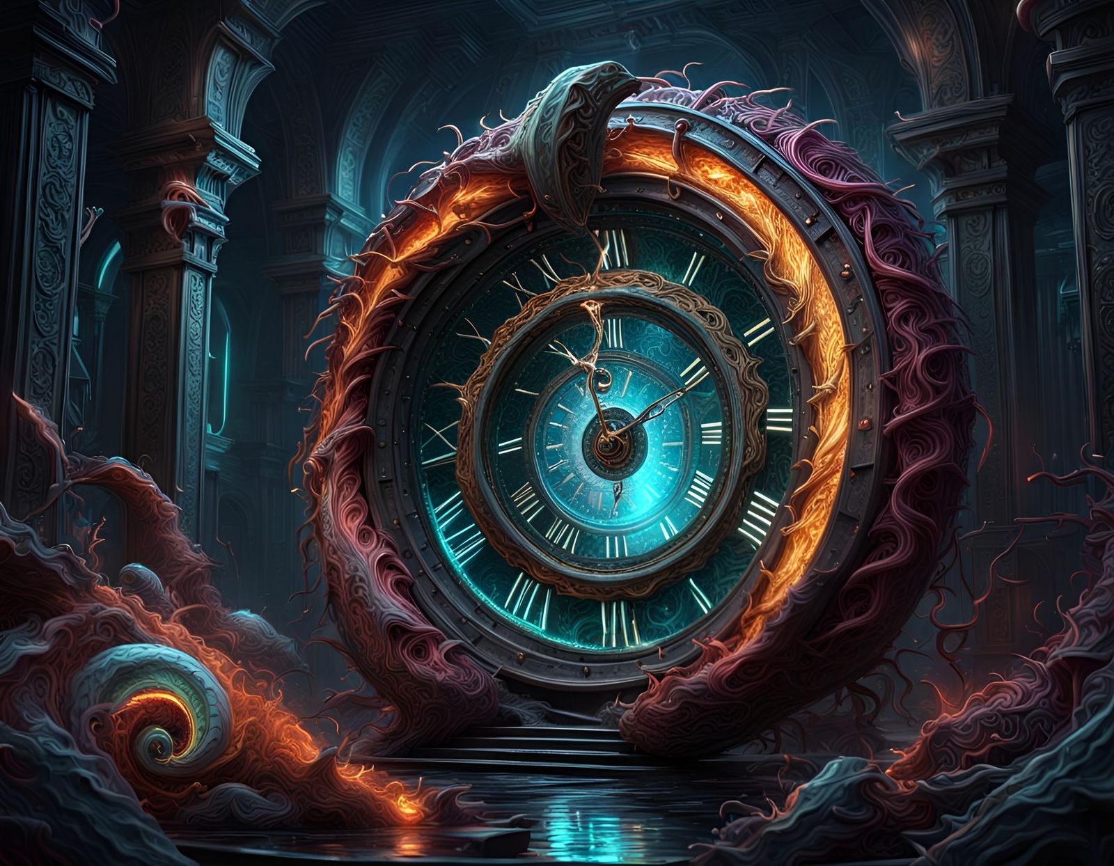 Interdimensional Time Worm in Dark Fantasy Style