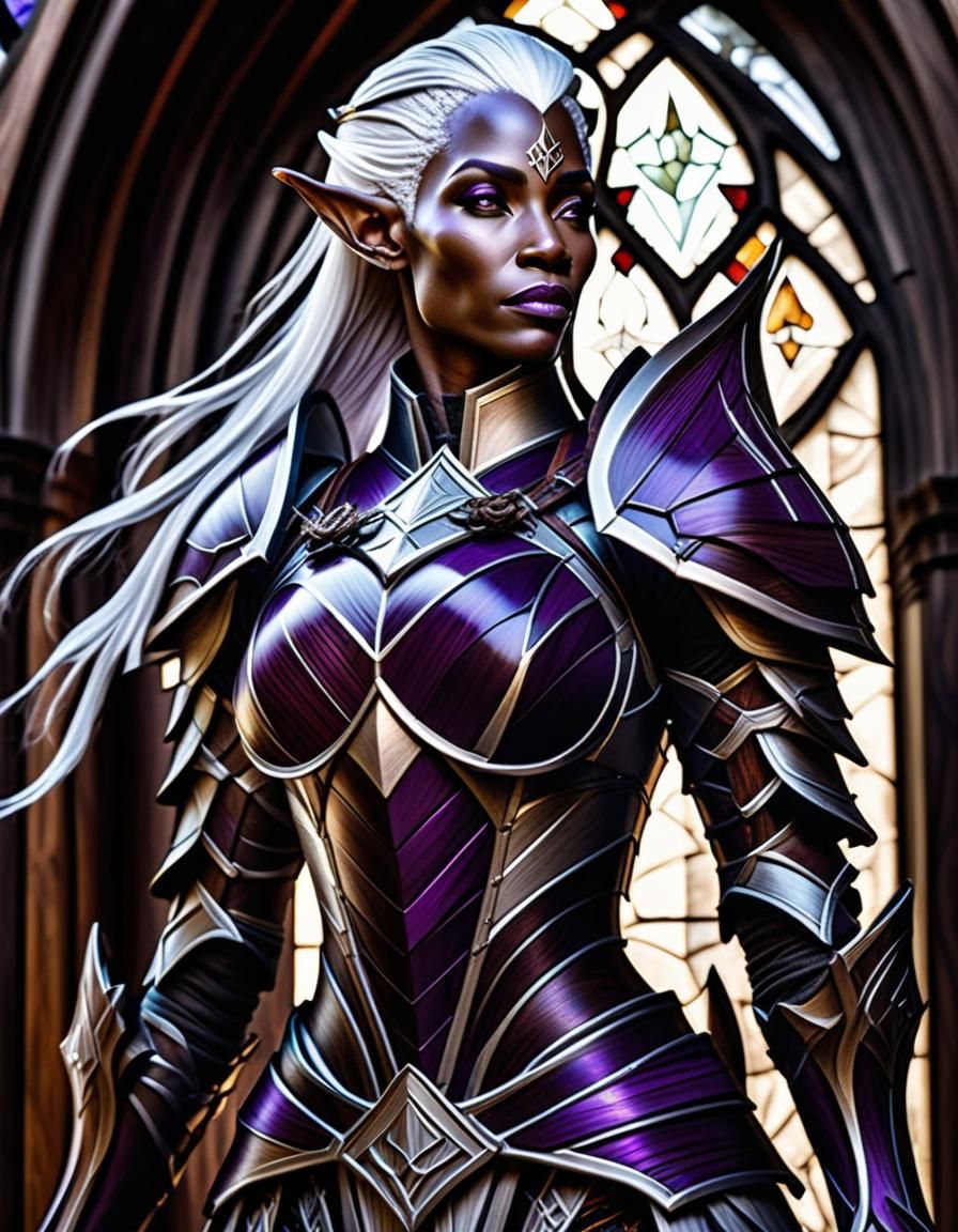 Drow Elf in Wood Grain Armor, Digital Art