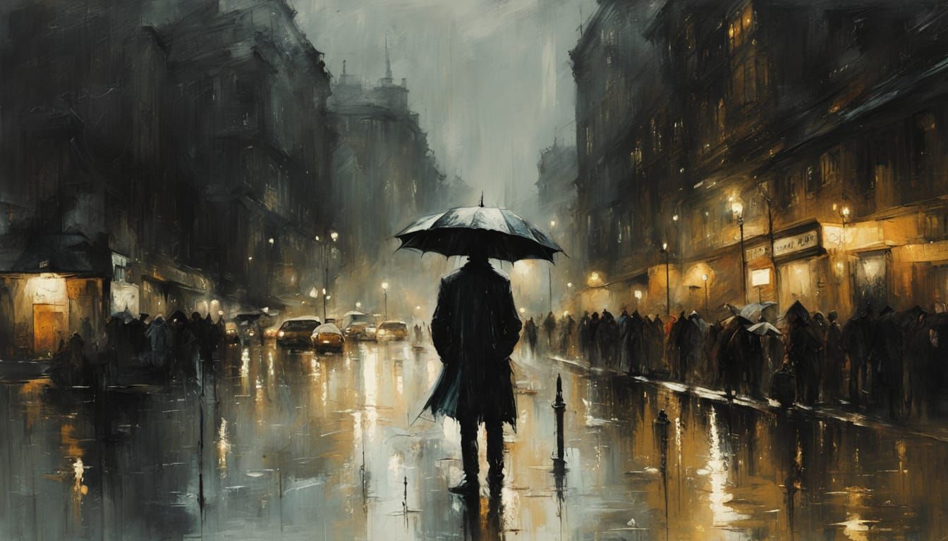 Ominous Midnight Encounter in a Dark City