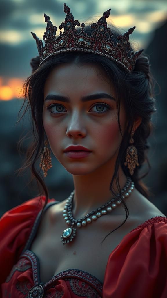 Hyperdetailed Princess of the Dawn at Sunset