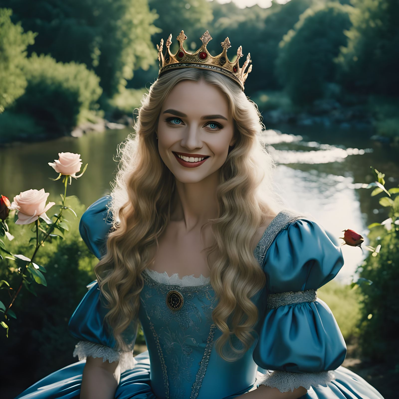 Elegant 18th Century Princess in a Garden Paradise