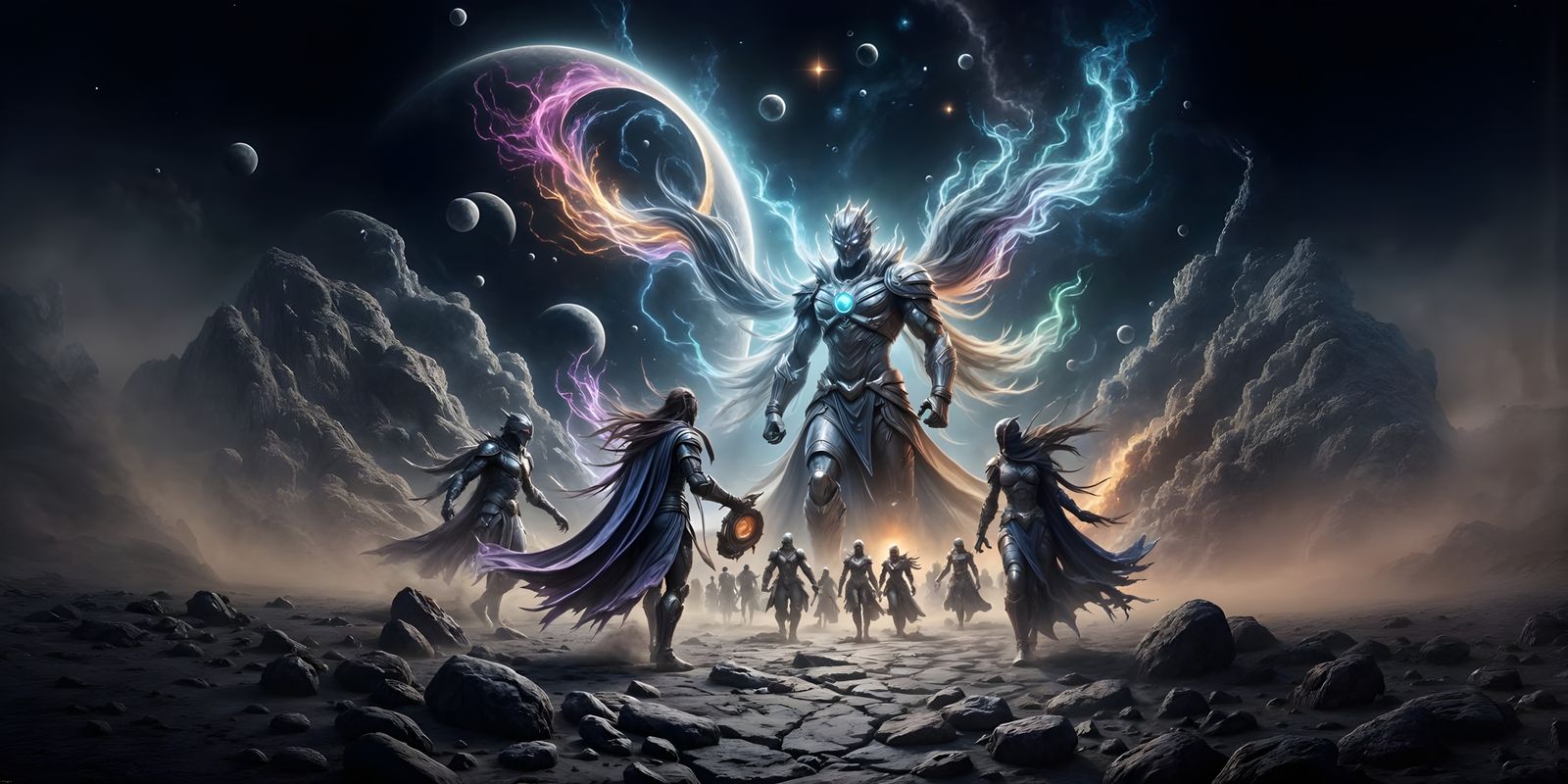 Epic Moon Battle of Ethereal Warriors