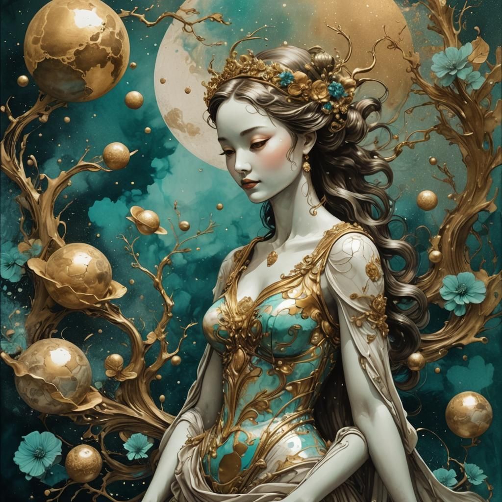 New Life on Venus in Sumi-e Style