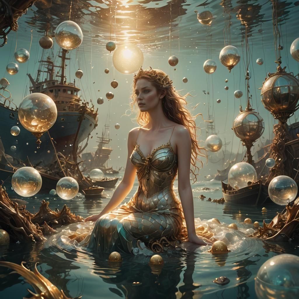 Siren's Ship Orb: A Fantasy Scene