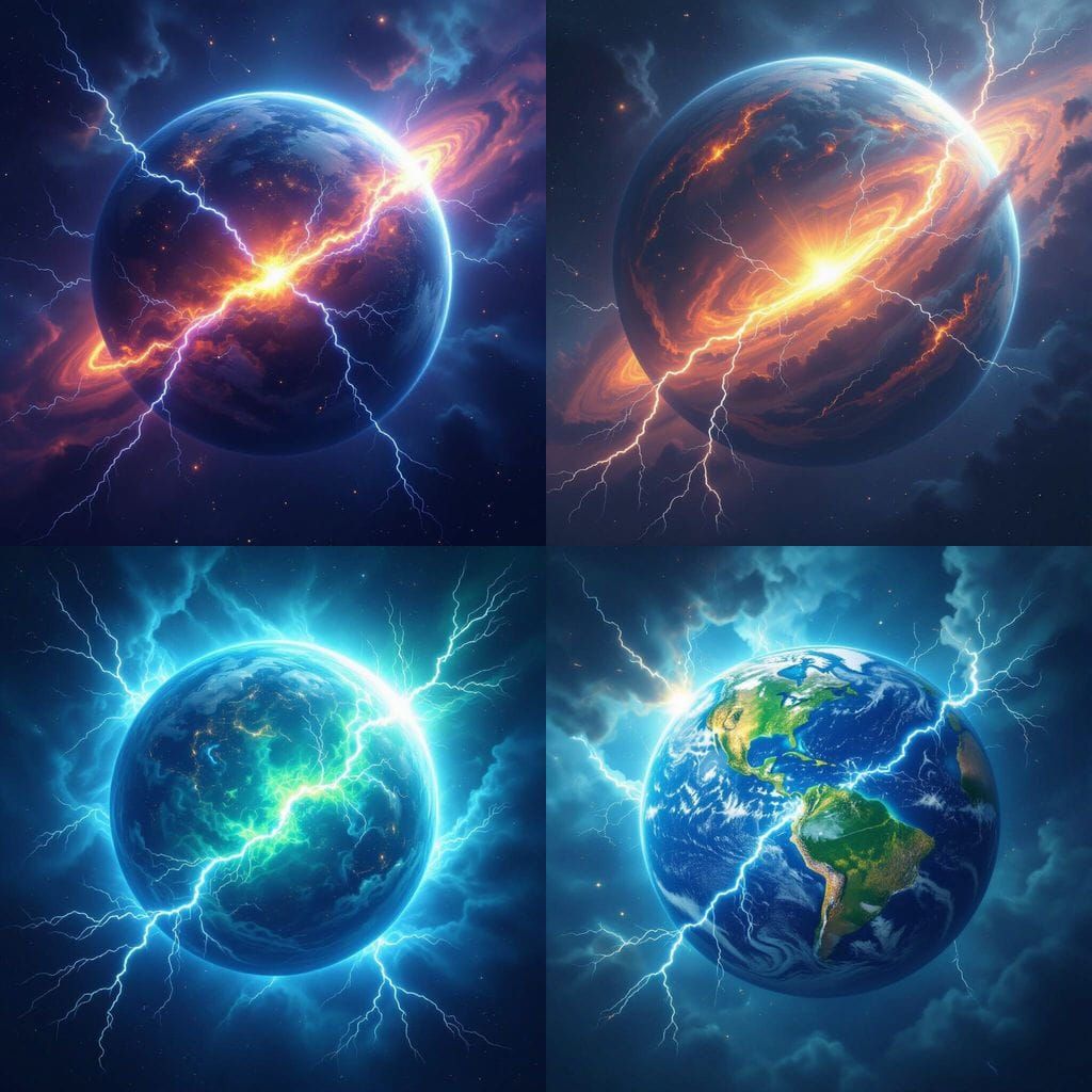 Planet with Ozone Layer and Lightning Strikes