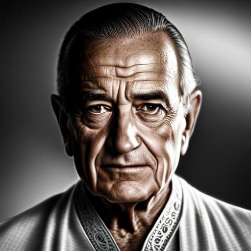 Lyndon Johnson in Intricate Indian Dress, Hyperrealistic