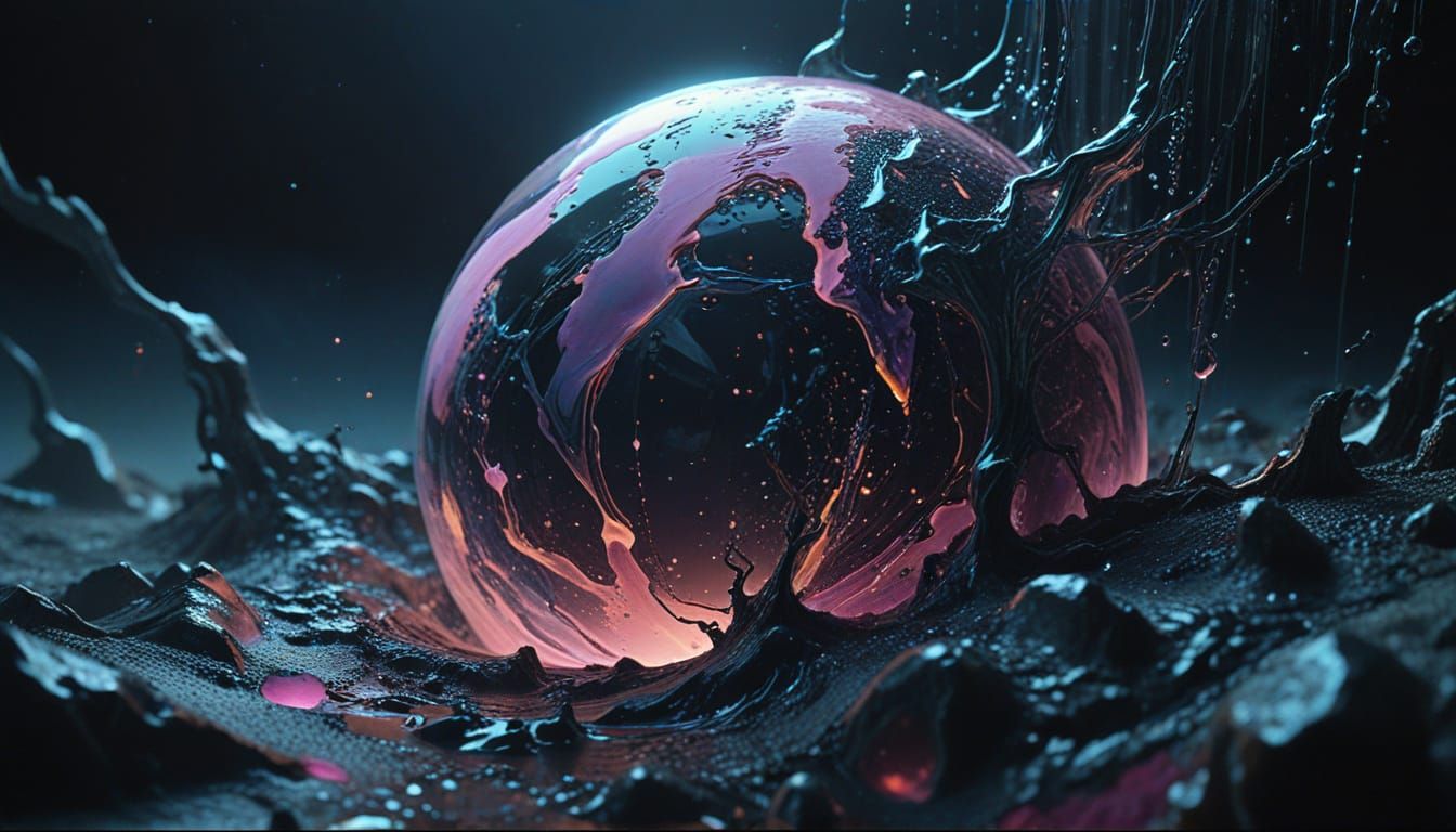 Surreal Pink Moon Landscape in Vibrant Oil Painting Style