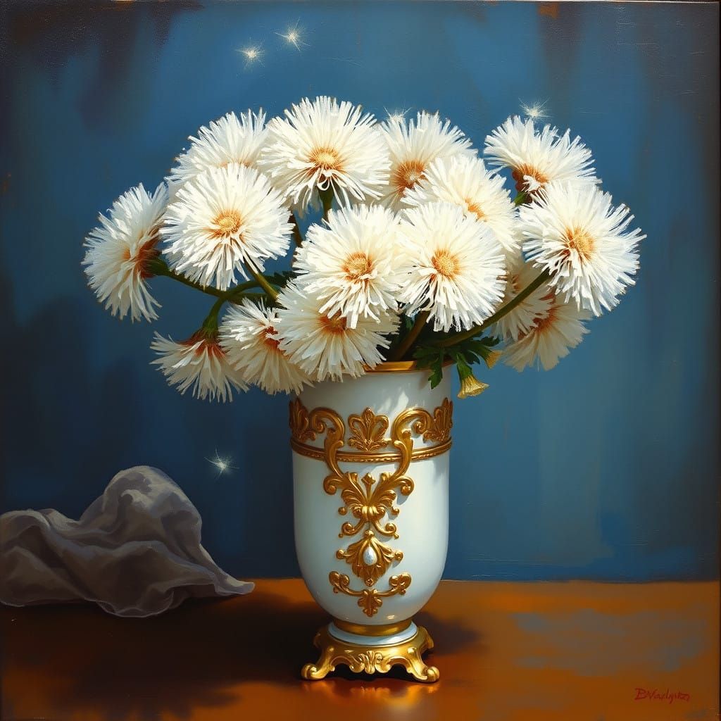 Impressionist Still Life in Luxury Gold Frame