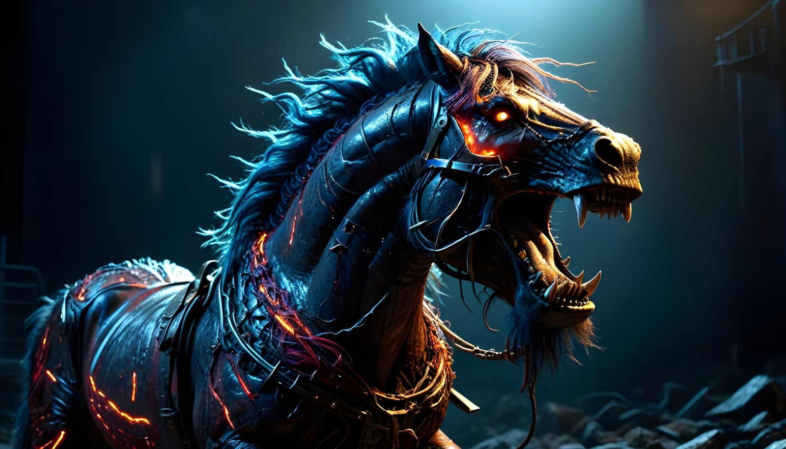 Mythical Nightmare Horse Rides into Modern Metropolis