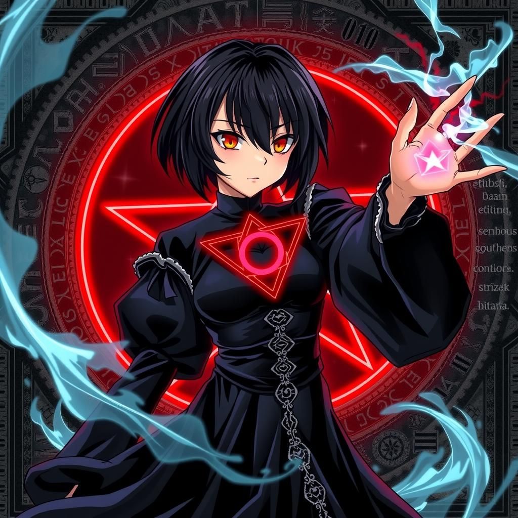 Anime Witchcraft in Cyberpunk Fantasy Style