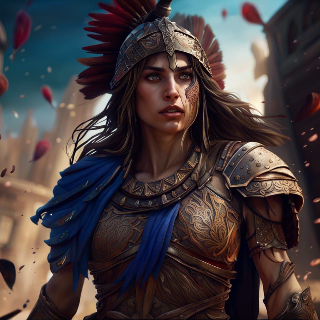 Greek Warrior Woman Digital Art in 8K