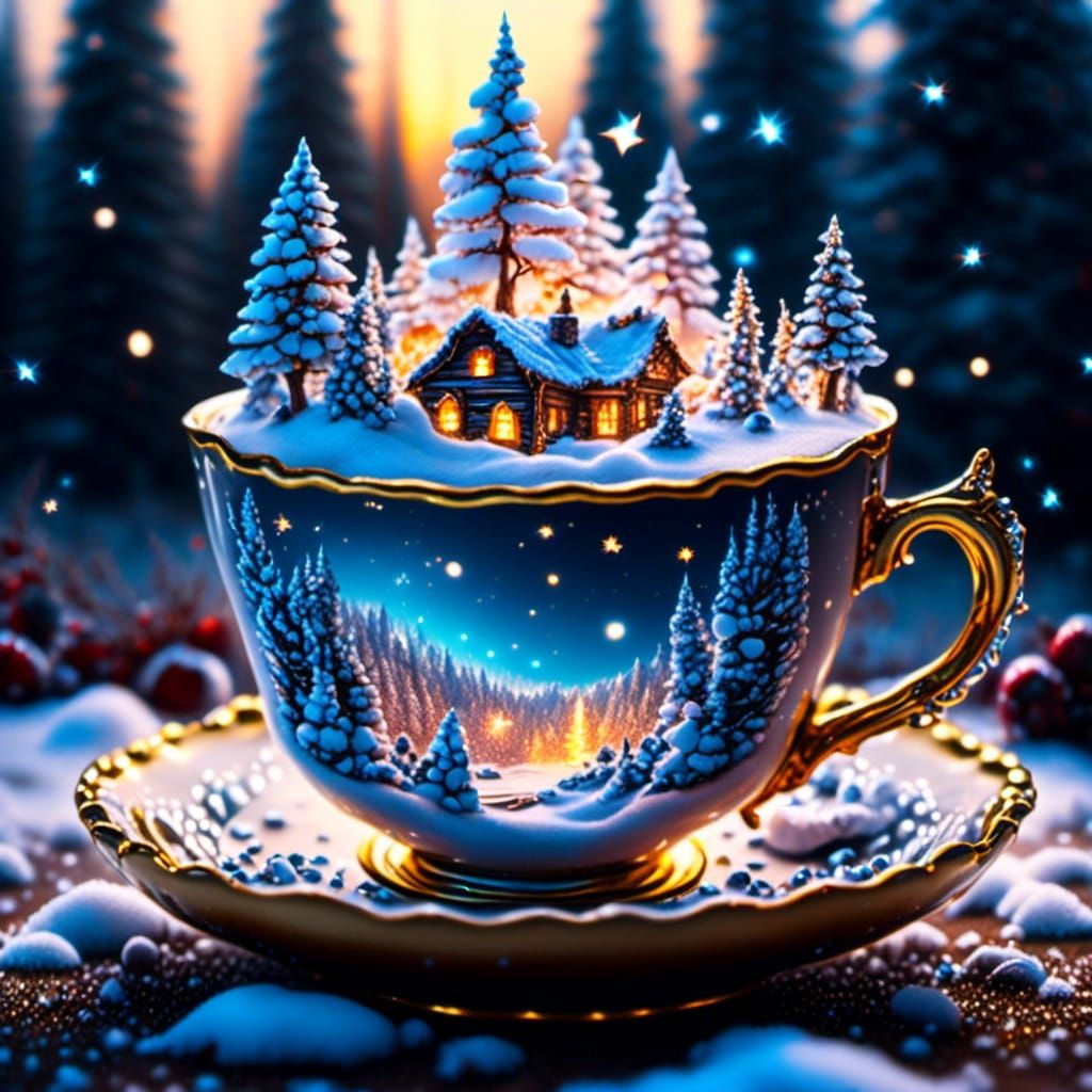Magical Winter Forest in Teacup Miniature World