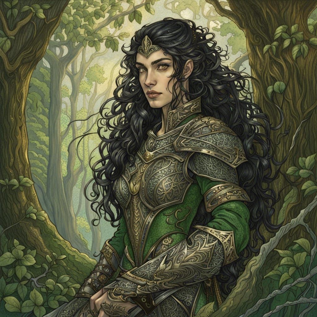 Ethereal Elven Warrior Portrait in Fantasy Style