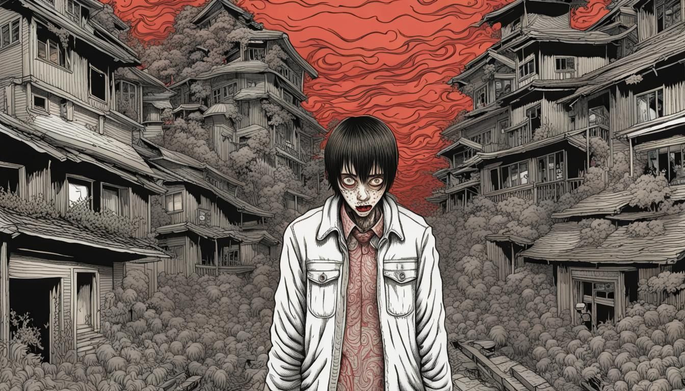 Junji Ito Style Demon in Haunted Location