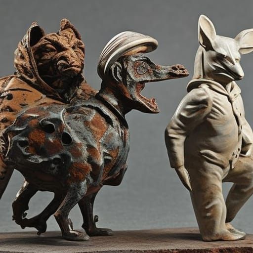 Dystopian Biopunk Ceramic Figurine in 8K Resolution