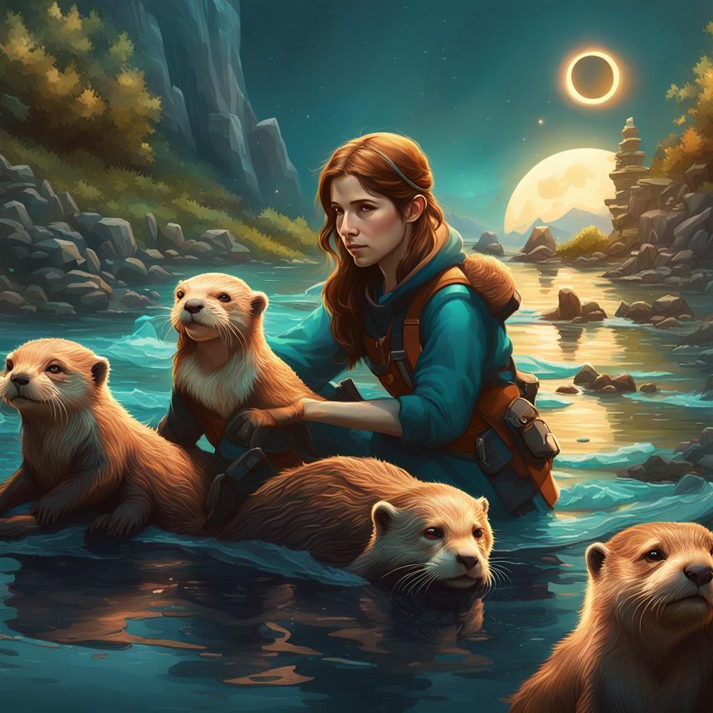 Anna Kendrick and Otters Under Solar Eclipse