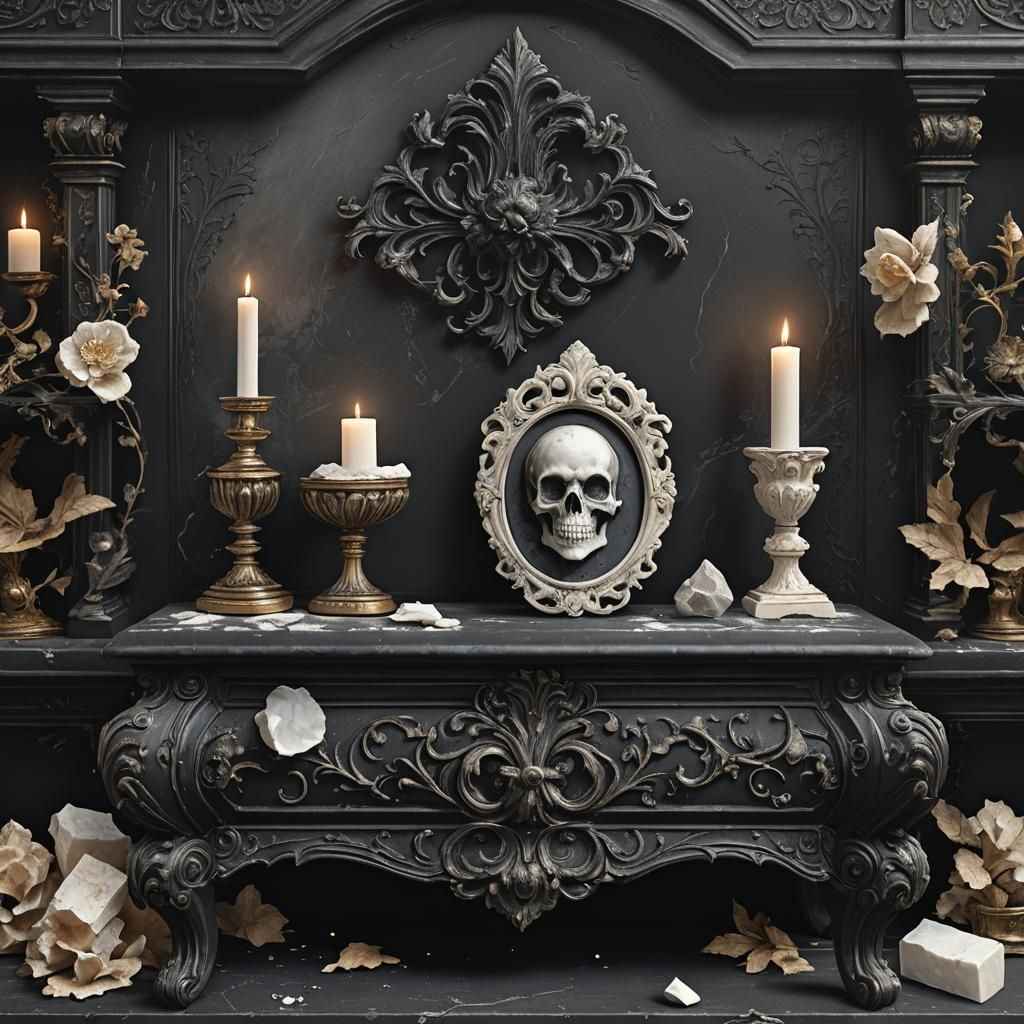 Chalk Adder on Antique Shelf: Fantasy Art