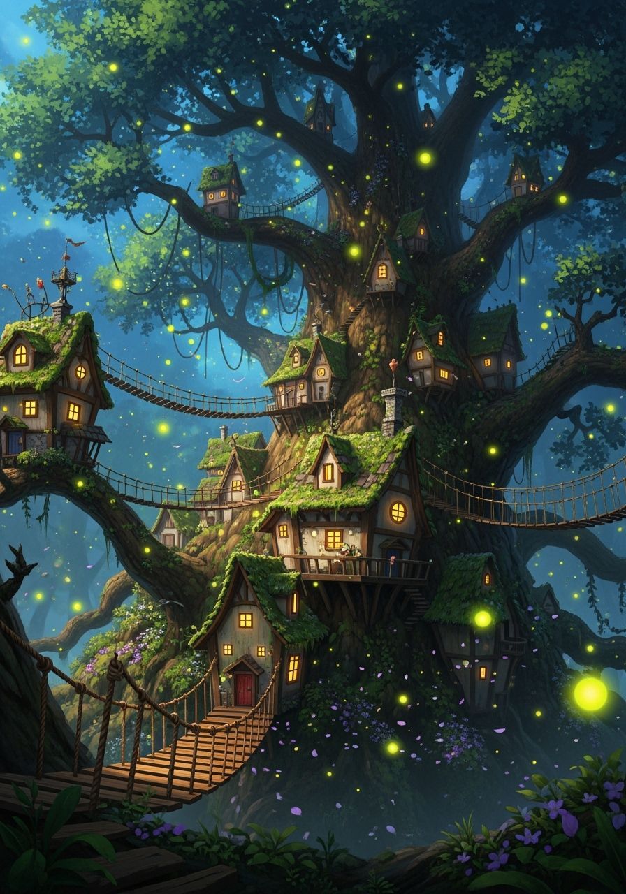 whimsical tree village