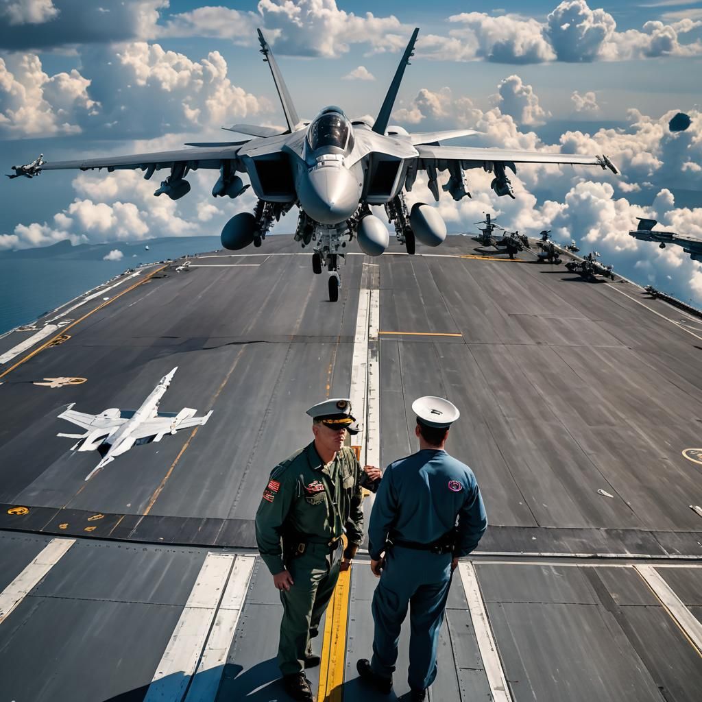 Marine Officer on USS Eisenhower Deck: Detailed Matte Painti...