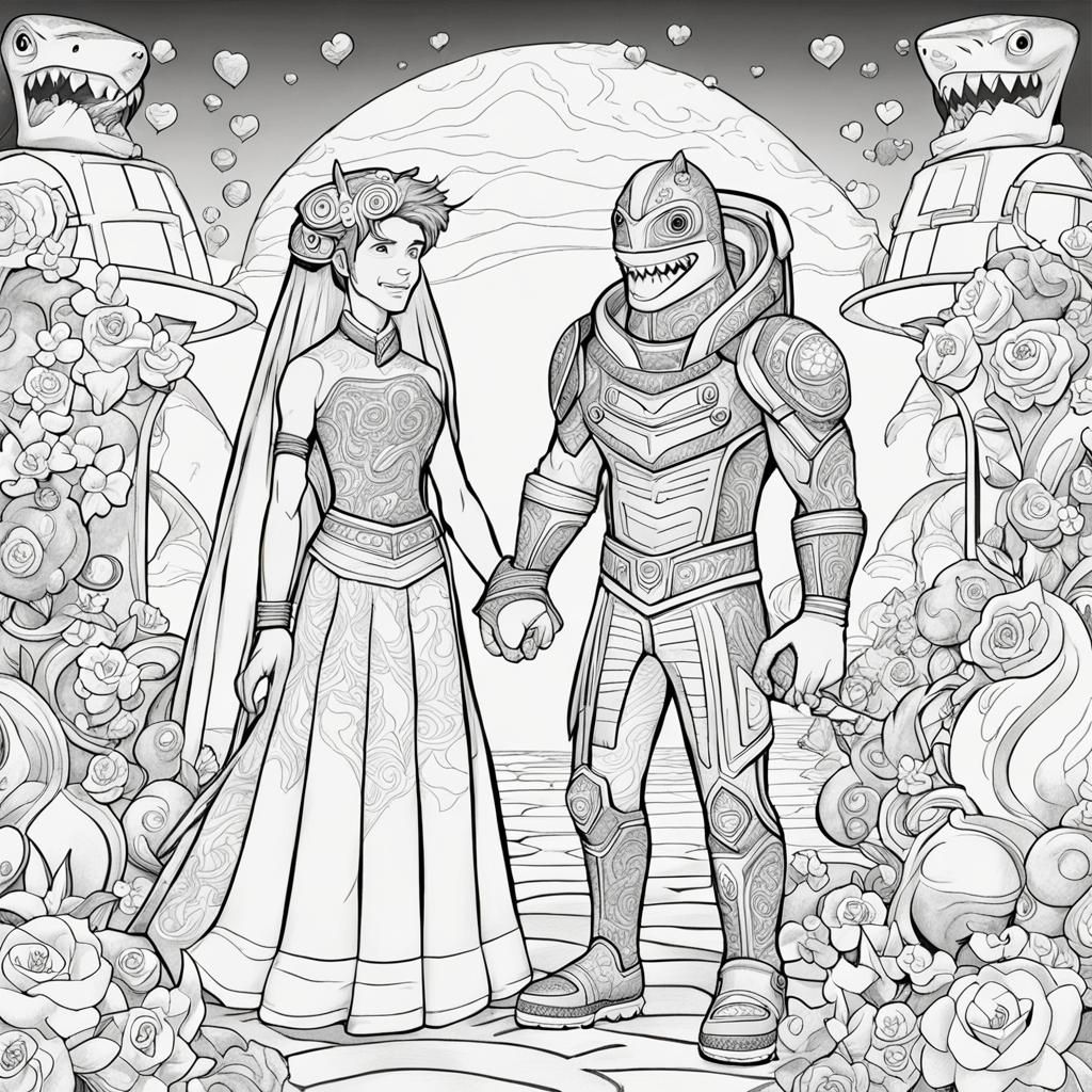 Shark Boy and Lava Girl Wedding Coloring Page