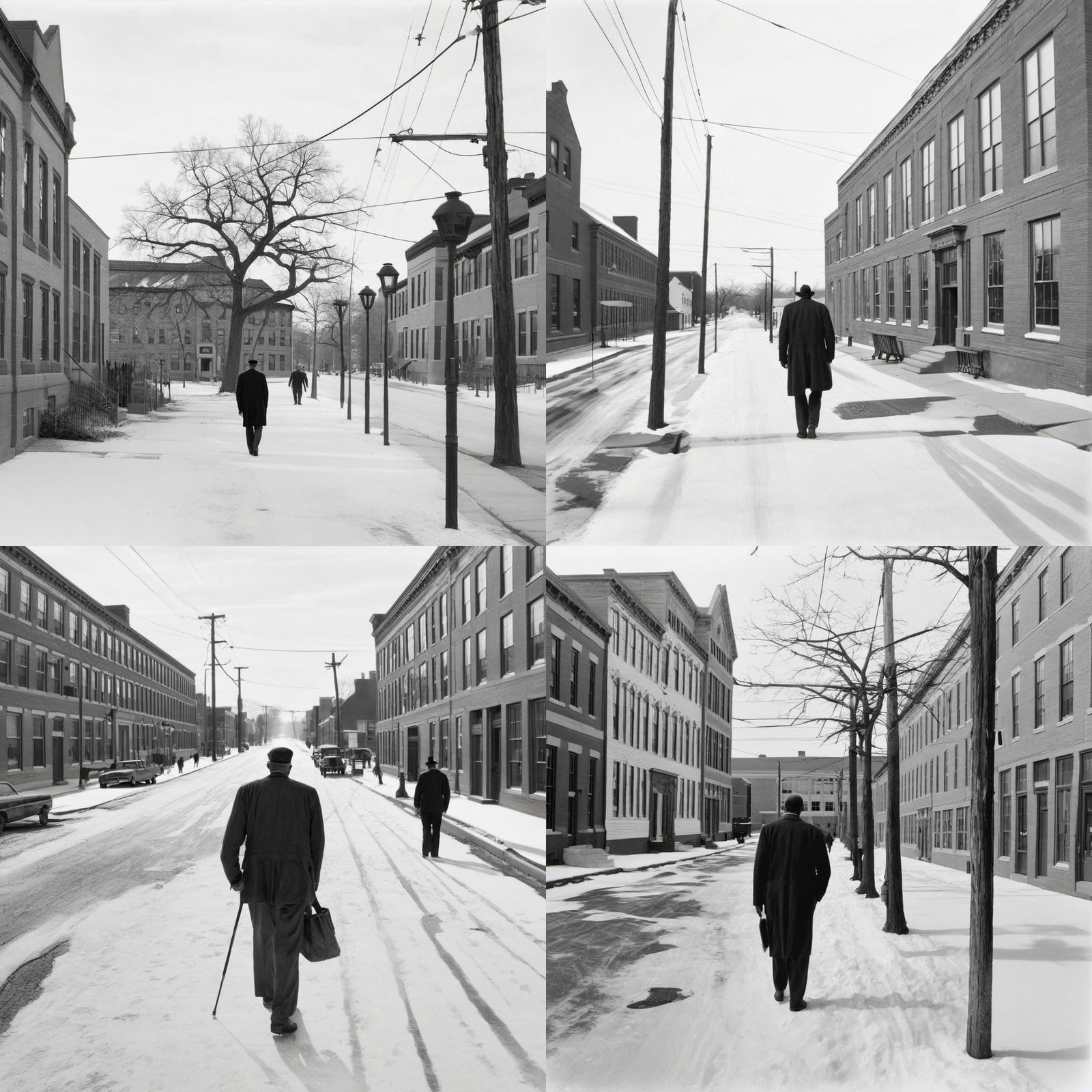 Man Walking Down Street in Ashcan School Style