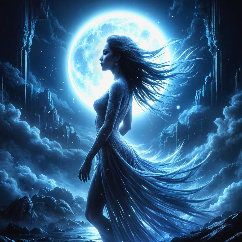 Raven Haired Moon Goddess Manifesting Her Dreams