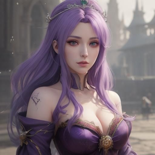 Anime Woman with Crown, Realistic 3D Render