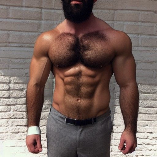 Muscular Man Flexing with Dragon Tattoo