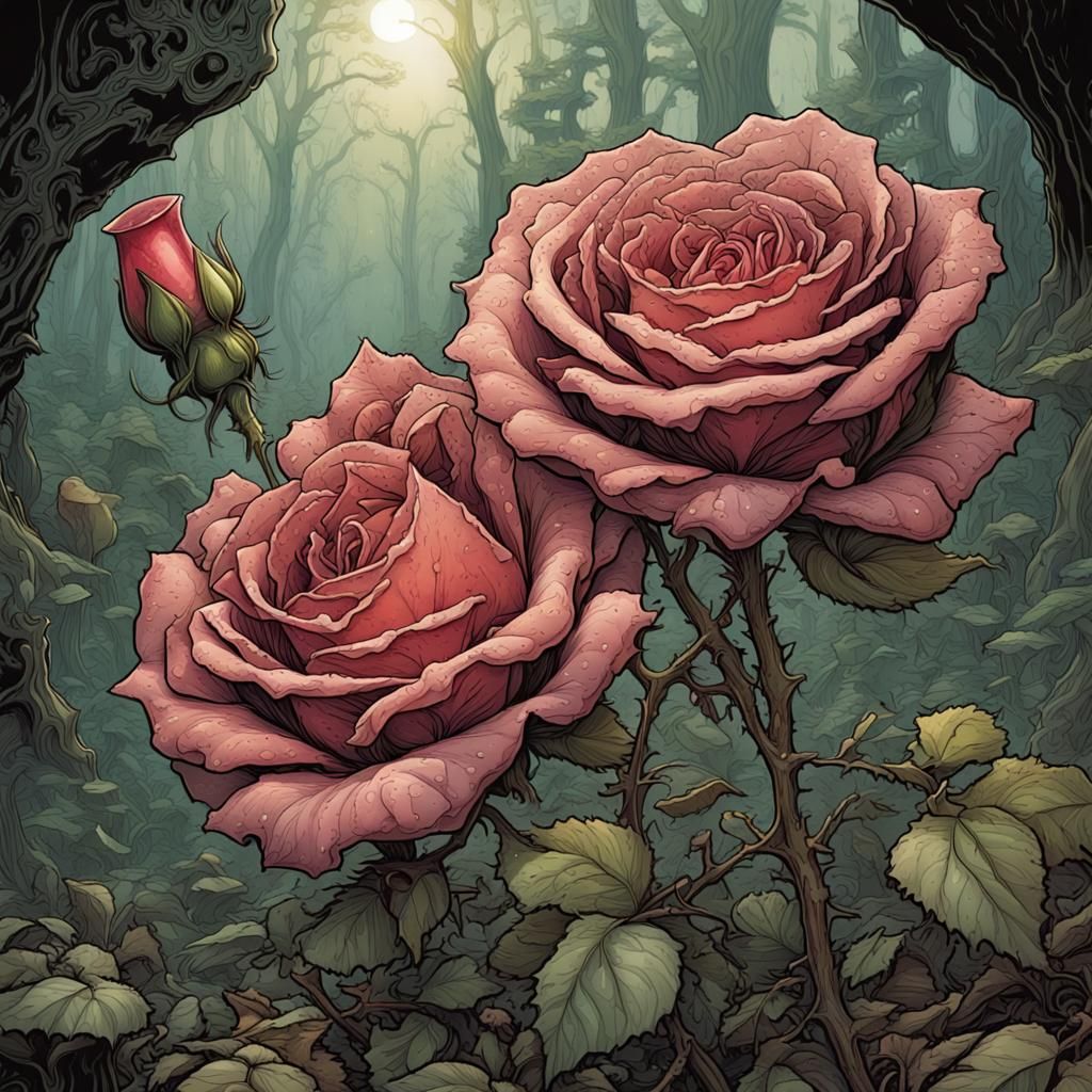 Comic Book Art: Decaying Rose Reveals Hidden Fungus