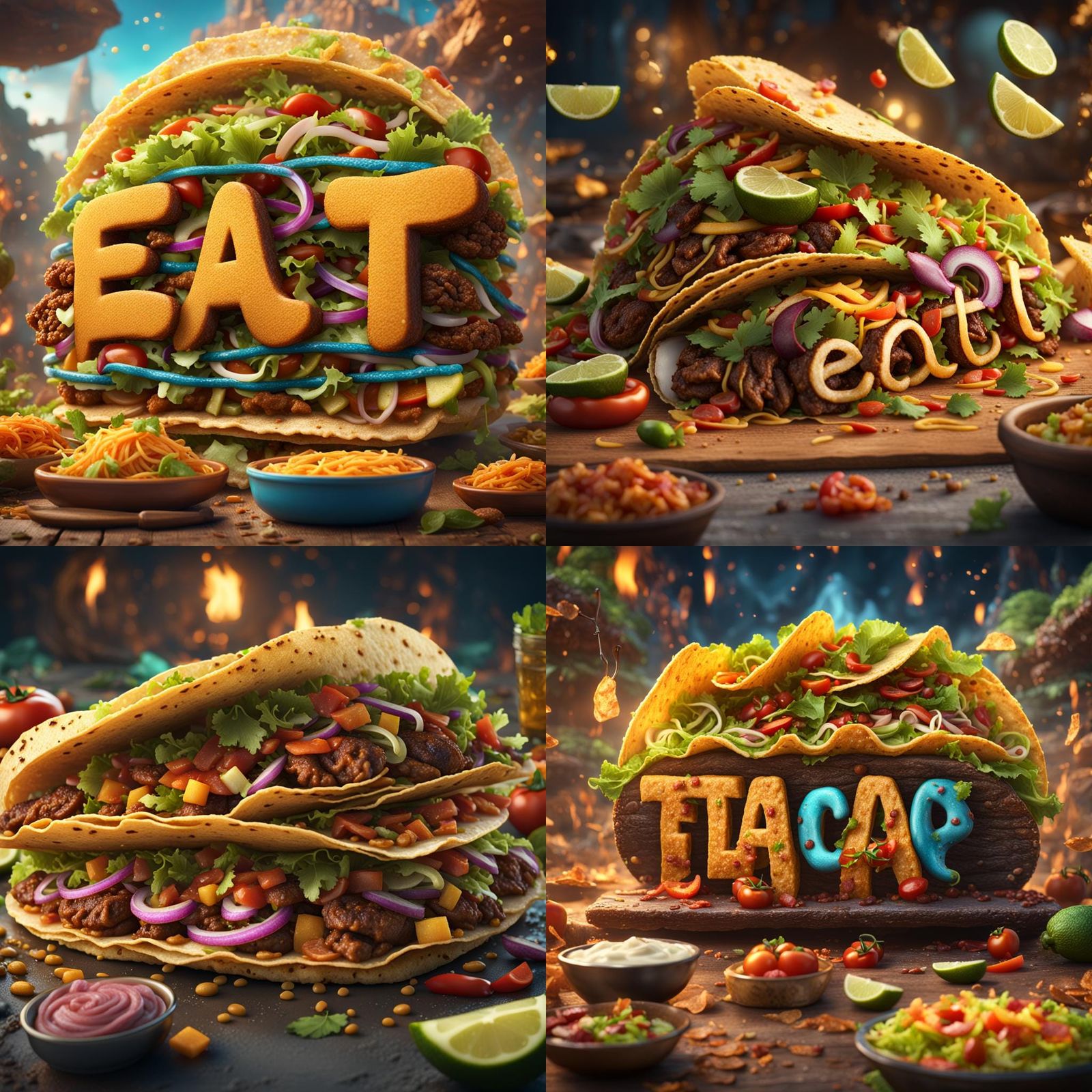 Taco Lettering: The Word 'Eat' in Food Art