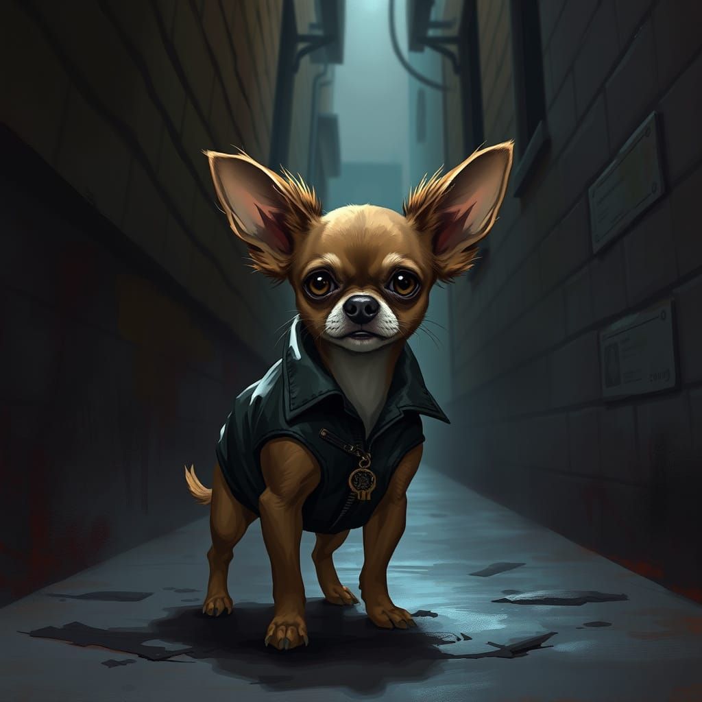 Chihuahua in Dark Alleyway: A Dark Fantasy