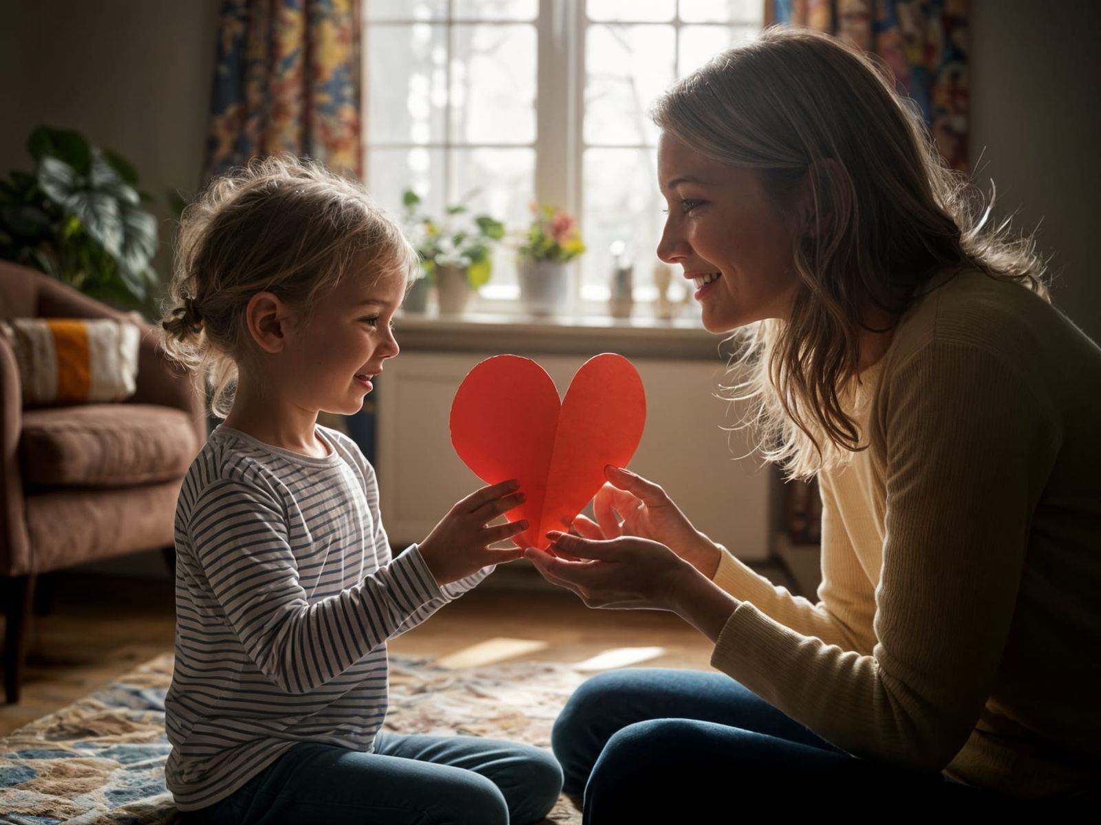 Heartfelt Mother's Day Moment in a Cozy Living Room