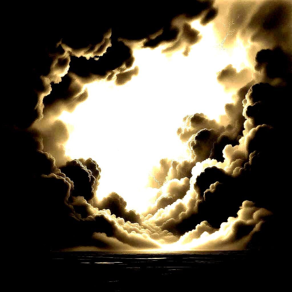 Hyperdetailed Charcoal Drawing of Crashing Atmosphere