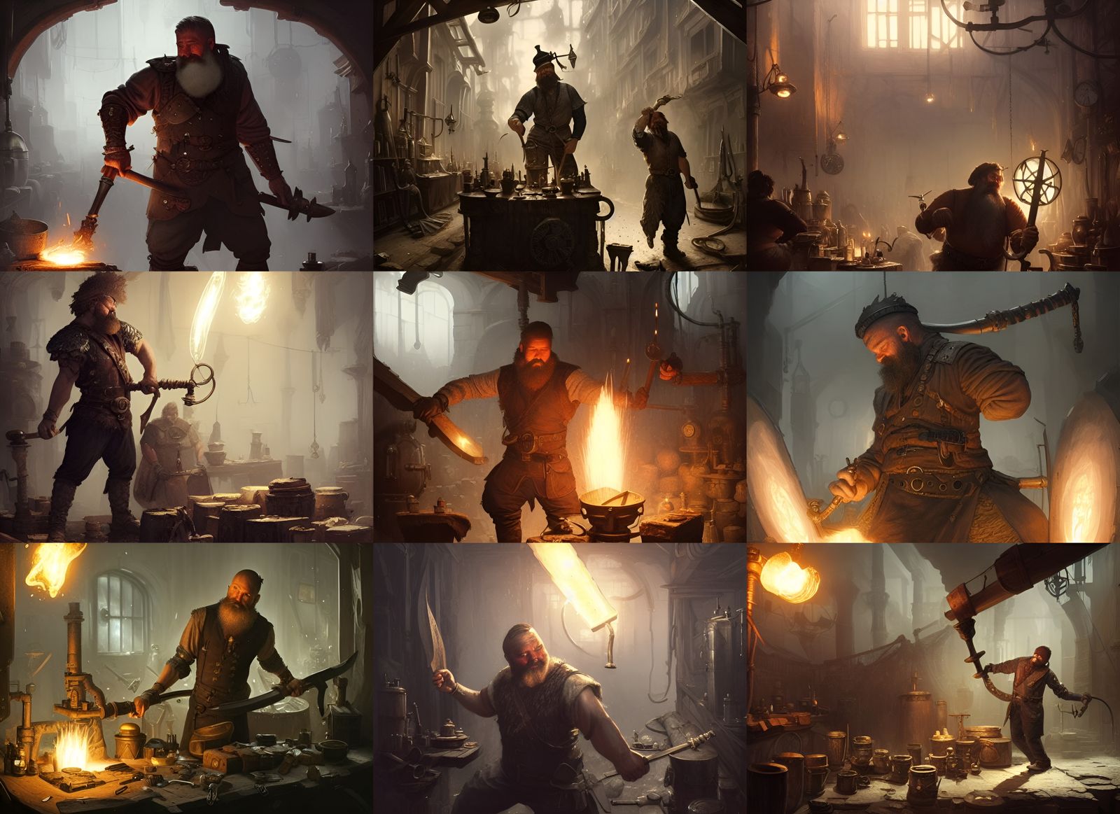 Steampunk Blacksmith Etches Runes with Magic