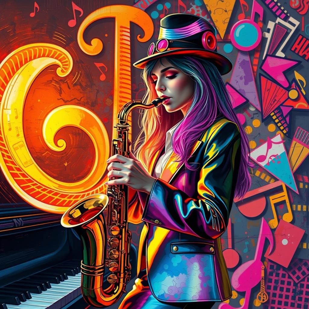 Jazz Saxophonist in Henri Matisse Style