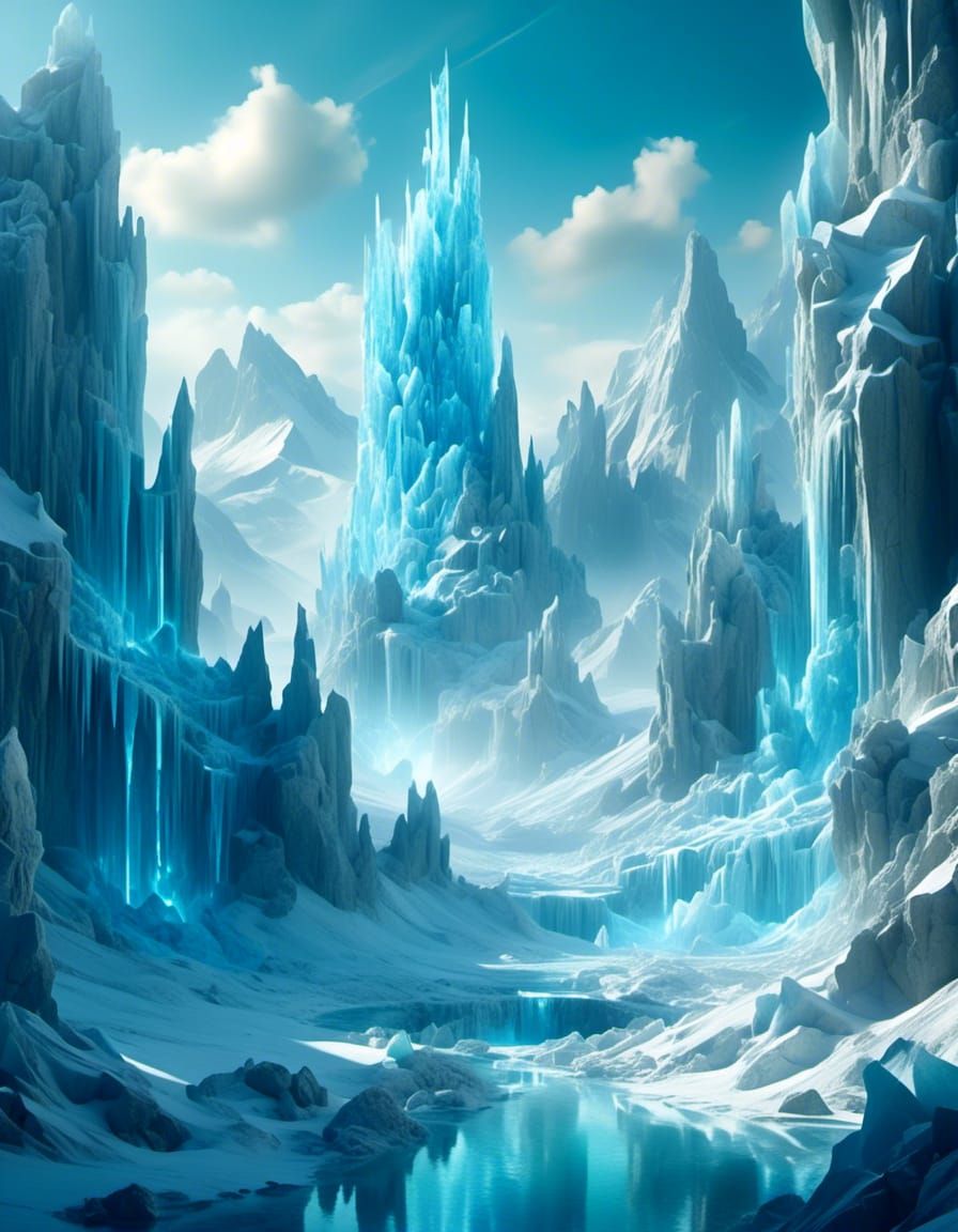 Ethereal Ice Vortex in a Frozen Landscape