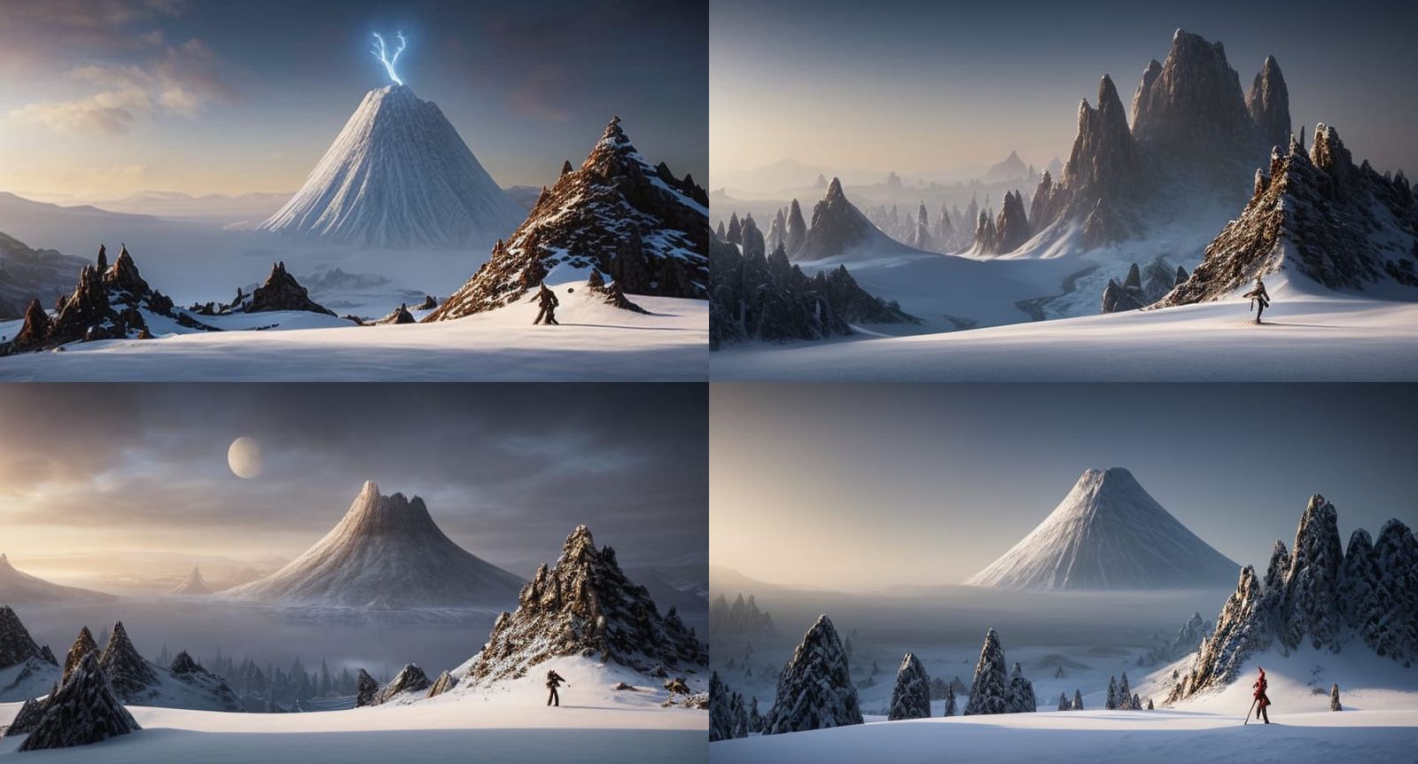 Elven Dark Magician in Frozen Volcano: Digital Matte Paintin...